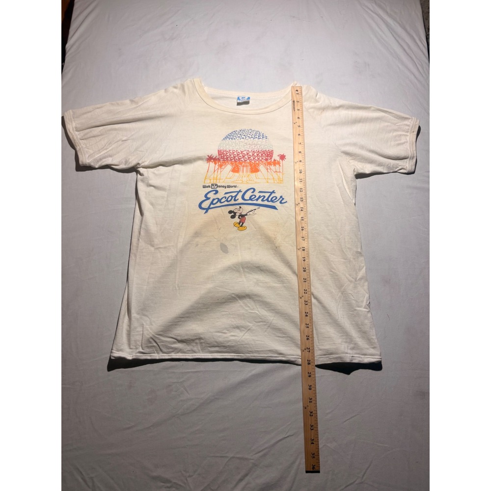 Vintage Disney Epcot Center T Shirt XL White Mickey Mouse 80s Single Stitch USA